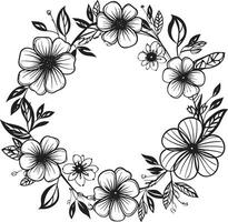 sofistikerad bröllop blom handgjord vektor emblem abstrakt blommig arrangemang svart ikoniska logotyp