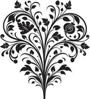 schick noir Botanicals handgemacht Vektor Logo Symbol noir Blumen- Feinheiten Hand gezeichnet Vektor Emblem