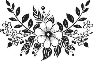 Graphit Blütenblatt Sinfonien Hand gezeichnet Blumen- Logos schwarz blühen Eleganz Vektor Blumen- Ikonographie
