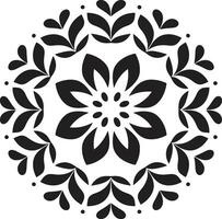Blumen- Harmonie Vektor Fliese Symbol Design strukturiert blüht schwarz Blumen- Emblem