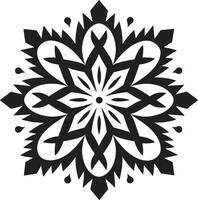 botanisch Tessellationen schwarz Vektor Blumen- Design Blütenblatt Muster geometrisch Blumen- Symbol im schwarz Fliese