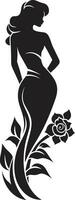 modern blommig persona svart kvinna emblem konstnärlig blommig klädsel elegant vektor emblem