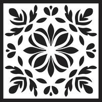 blommig tesselleringar geometrisk bricka ikon strukturerad mosaik- svart vektor blommig ikon