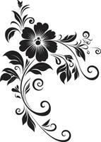 noir botanisch Charme schwarz handgemacht Design glatt Blumen- Eleganz Hand gerendert ikonisch Emblem vektor