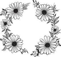 abstrakt daisy arrangemang svart vektor logotyp ikon nyckfull blommig omfamning daisy blomma svart logotyp