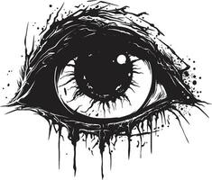 makaber Auge von Terror schwarz gruselig Emblem unheimlich Untote Blick schwarz Vektor Zombie Auge Emblem