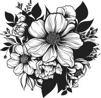 svartvit botanisk ornament svart ikoniska blommig element årgång inked blommar dekorativ blommig vektor ikoner