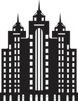 stadens centrum skylinescape flera våningar stad byggnad vektor emblem metropol elevation flera våningar stadsbild ikon i vektor logotyp