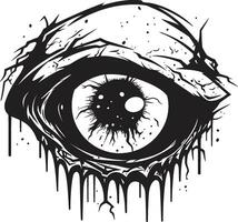 makaber Auge von Terror schwarz gruselig Emblem unheimlich Untote Blick schwarz Vektor Zombie Auge Emblem