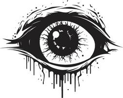 hotfull jordligt öga kuslig svart ikon besatt zombie se vektor skrämmande öga emblem