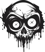 erschreckend Zombie Profil gruselig Schädel Emblem unheimlich Grusel Grinsen schwarz Vektor Schädel