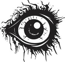 schrecklich starren schwarz gruselig Auge Logo gespenstisch Zombie Blick Vektor unheimlich Auge Design