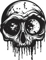 kusligt odöda kranium svart vektor Skräck emblem olycksbådande zombie anlete kuslig skalle ikon