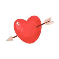 rot Herz durchbohrt durch Pfeil Symbol im Karikatur Stil auf ein Weiß Hintergrund vektor