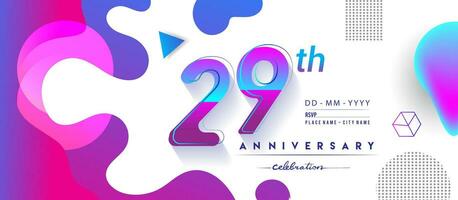 29: e år årsdag logotyp, vektor design födelsedag firande med färgrik geometrisk bakgrund och cirklar form.