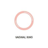 Verhütungsmittel vaginal Ring farbig eben Stil Symbole. Geburt Steuerung Methoden. sicher Sex Vektor Elemente. Empfängnisverhütung Produkte.