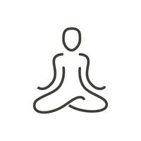 mediterar silhuett med aura energi fält. yoga och meditation symbol. logotyp mall för meditation, buddist eller andlig välbefinnande Centrum. enkel vektor översikt ikon.