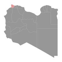 nuqat al khams distrikt Karta, administrativ division av libyen. vektor illustration.