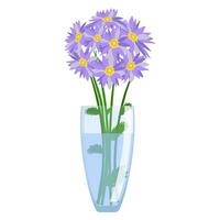Glas Vase mit Blumen Vektor isoliert auf Weiß Hintergrund. modern transparent gemacht von Glas Vase oder Tasse. Vektor Illustration