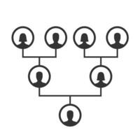 Familie Baum, Stammbaum oder Abstammung Diagramm Vorlage. Familie genealogisch Baum Symbole Infografik Avatare Porträts im kreisförmig Frames in Verbindung gebracht durch Linien. Links zwischen Verwandte. Stammbaum Vektor
