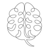 kontinuierlich Single Linie Kunst Zeichnung von Mensch Gehirn Symbol und Gliederung Vektor Illustration Design