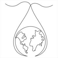 kontinuierlich einer Linie Kunst Zeichnung Wasser Tröpfchen auf Hände, Welt Wasser Tag Konzept Gliederung Vektor Illustration