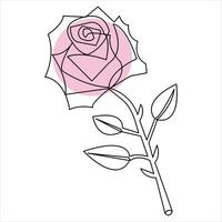 Valentinstag Tag, Rose Tag Linie Kunst Zeichnung kontinuierlich Gliederung Vektor minimalistisch Design Illustration