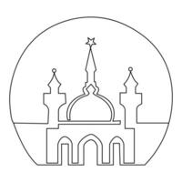 kontinuerlig ett linje hand teckning av moské enkel illustration design och översikt vektor islamic ikon