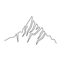 berg ikon kontinuerlig ett linje konst teckning och översikt vektor illustration minimalism design
