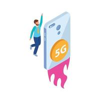 Rakete 5g Smartphone-Zusammensetzung vektor