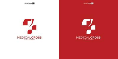medicinsk korsa logotyp mall, hälsa vård ikon, läkare klinik symbol, sjukhus logotyp design vektor