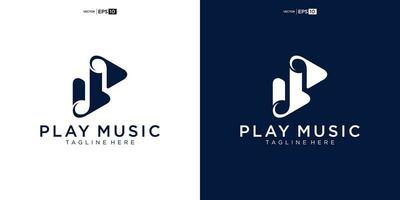 Musik- Logo abspielen Element zum Klang Aufzeichnung Studio, Vokal Kurs, Komponist, Sänger Karaoke Musik- Logo Design vektor