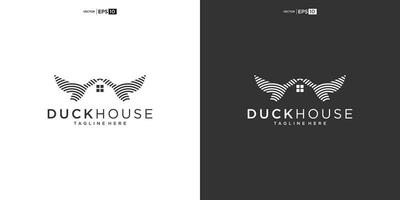 Ente mit Haus zum Zuhause echt Nachlass Wohn Hypothek Wohnung Gebäude Logo Design vektor