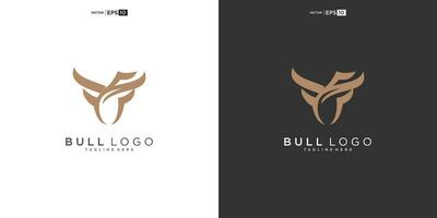 Stier, Angus Kuh Bison Büffel Kopf Prämie Logo Design. kreativ Stier Hörner vektor