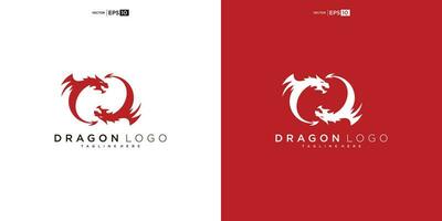 Drachen Silhouette Logo Design. Drachen Vektor Illustration