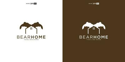 Büffel Stier Bison mit Haus Logo Design Vektor Symbol Silhouette Illustration