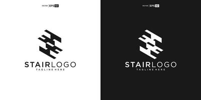 Treppe Schritte treten Silhouette zum Treppe die Architektur Innere Gebäude Logo Design vektor
