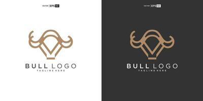 Stier, Angus Kuh Bison Büffel Kopf Prämie Logo Design. kreativ Stier Hörner vektor