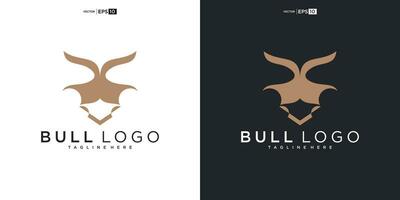 Stier, Angus Kuh Bison Büffel Prämie Logo Design. kreativ Stier Hörner vektor