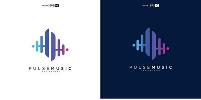 puls musik spelare logotyp element. logotyp mall elektronisk musik, utjämnare, Lagra, audio Vinka logotyp begrepp. vektor