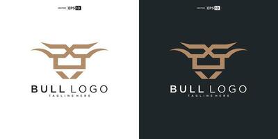 Stier, Angus Kuh Bison Büffel Prämie Logo Design. kreativ Stier Hörner vektor