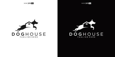 Hund mit Haus zum Zuhause echt Nachlass Wohn Hypothek Wohnung Gebäude Logo designdog mit Haus zum Zuhause echt Nachlass Wohn Hypothek Wohnung Gebäude Logo Design vektor