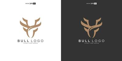 Stier, Angus Kuh Bison Büffel Kopf Prämie Logo Design. kreativ Stier Hörner vektor