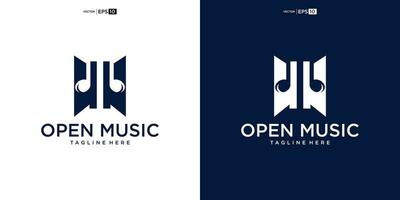 Musik- Logo Tür Element zum Klang Aufzeichnung Studio, Vokal Kurs, Komponist, Sänger Karaoke Musik- Logo Design vektor