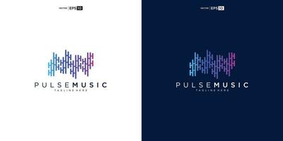 puls musik spelare logotyp element. logotyp mall elektronisk musik, utjämnare, Lagra, audio Vinka logotyp begrepp. vektor