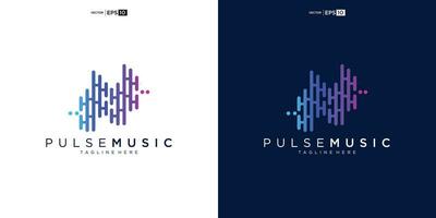 puls musik spelare logotyp element. logotyp mall elektronisk musik, utjämnare, Lagra, audio Vinka logotyp begrepp. vektor