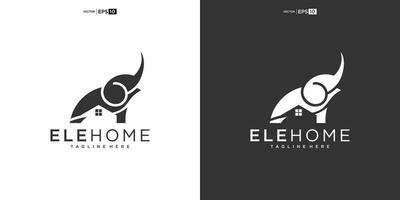 Elefant mit Haus zum Zuhause echt Nachlass Wohn Hypothek Wohnung Gebäude Logo Design vektor