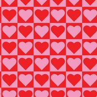 hjärtan mönster sömlös röd och rosa bakgrund för valentine dag, textur för trasa tyg och textil, omslag bok, klippbok, omslag papper. vektor