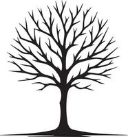 minimal naken träd silhuett vektor silhuett, svart Färg silhuett, vit bakgrund 17