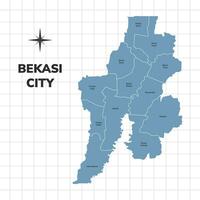 bekasi stad Karta illustration. Karta av städer i indonesien vektor